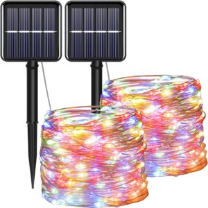 Solar Outdoor String Lights [Set of 2] - 12m 120 LED Waterproof Lights with 8 Lighting Modes (Multi-Colour)