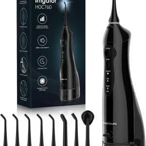 Hangsun Cordless Rechargeable Water Flosser – Dental Oral Irrigator with 8 Jet Tips for Teeth, Braces, and Gum Care (HOC760)
