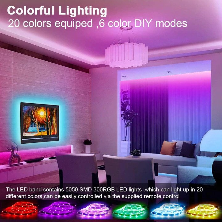 Romwish RGB LED Strip Lights with 44 Key Remote - 2 Strips - TheShop.pk
