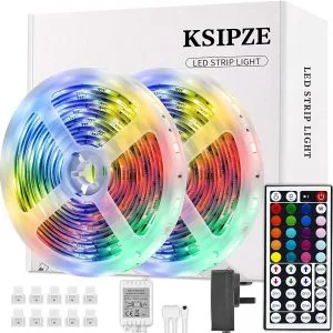 KSIPZE Led Strip Lights 10m RGB Color-Changing Led Lights with 44 Keys Remote Control