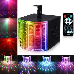 Derby Disco Lights, DMX512, RGB LED, DJ Party Light, Sound Activated Color Stage Lighting with Remote Control