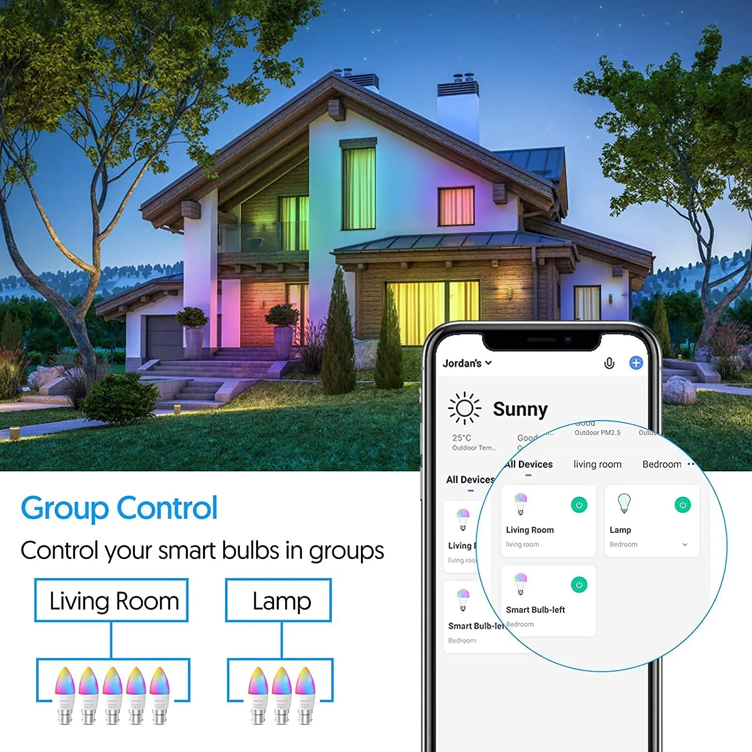 FREECUBE Smart LED RGBCW Candle Bulb - B22, 5W, 4 Pack - Image 5