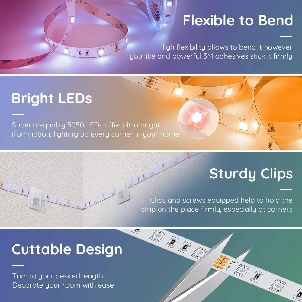 Govee Smart RGB LED Strip Lights with App & Remote Control – 5M