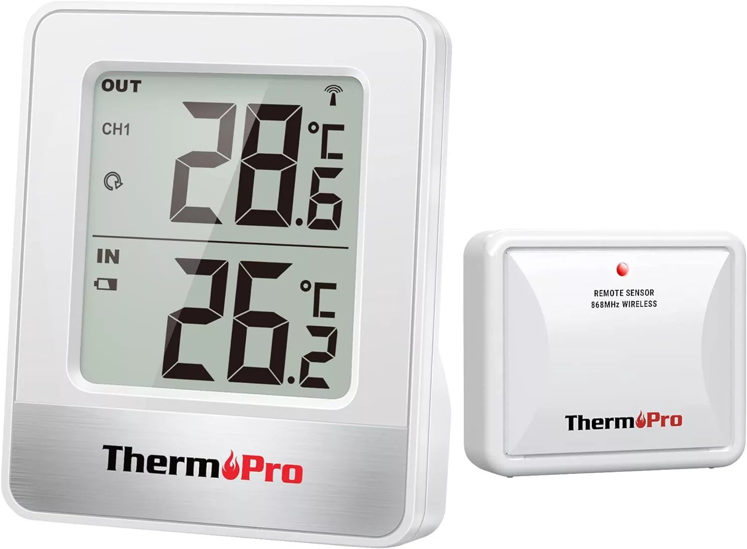 ThermoPro TP358 Bluetooth Thermometer for Room Temperature with Built-in Clock, Smart Temperature Sensor and Humidity Meter with Backlit, 260ft