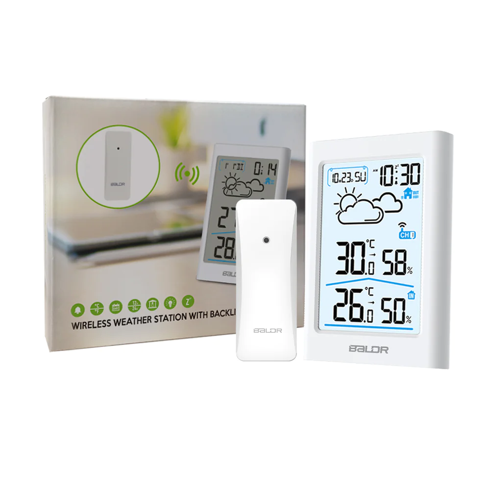BALDR Wireless Weather Station with 3 Groups Humidity Temperature Touch  Screen