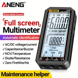ANENG 620A Smart Digital Multimeter – 6000 Count, Full Screen Display, Auto-Ranging, High Precision, Multi-Function Tester
