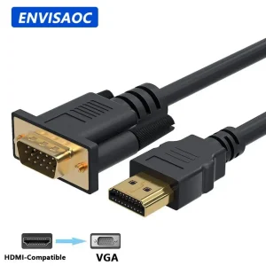 Envisaoc HDMI to VGA Adapter Cable 1.8M – 1080P Full HD Converter for Laptop, PC, TV, Monitor & Projector
